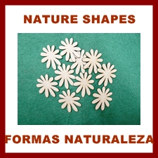 wood shapes flowers, plants, trees for crafters and sign makers.